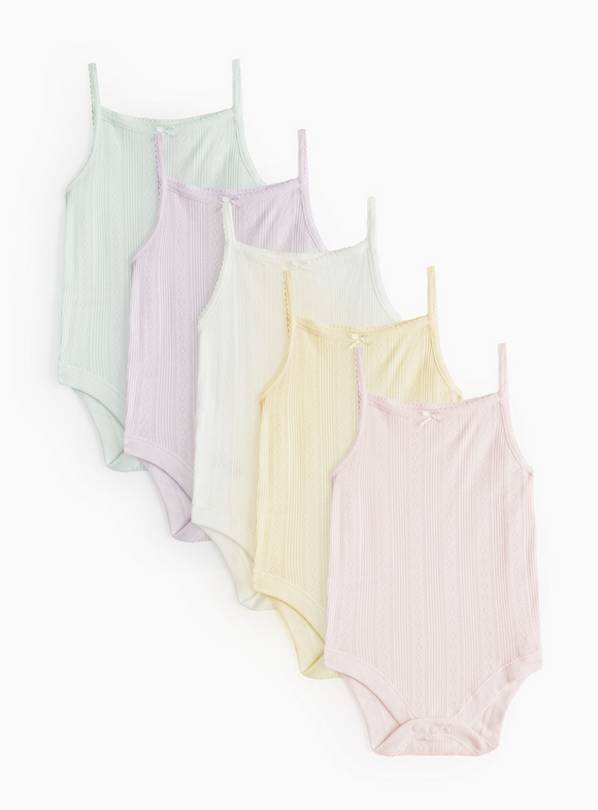 Pastel Strappy Pointelle Bodysuit 5 Pack 3-6 months